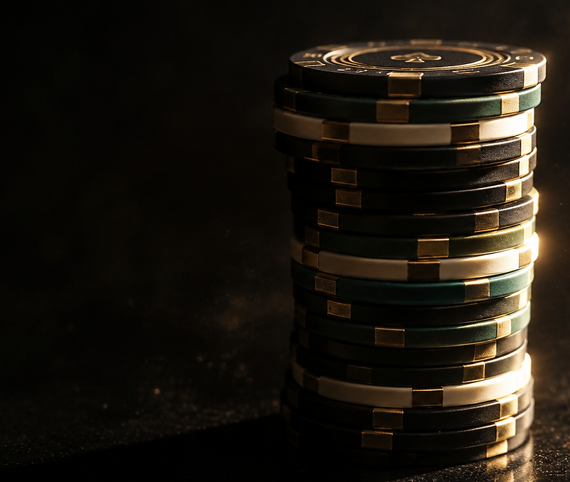 Stacked poker chips in dramatic light
