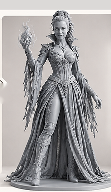 An unpainted grey resin full-length character figurine