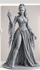 An unpainted grey resin full-body character figurine