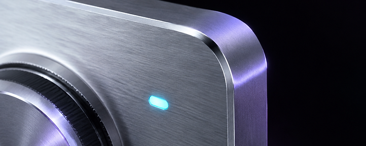 Macro detail of brushed metal hardware