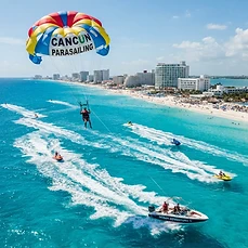 Parasail sobre el mar Caribe