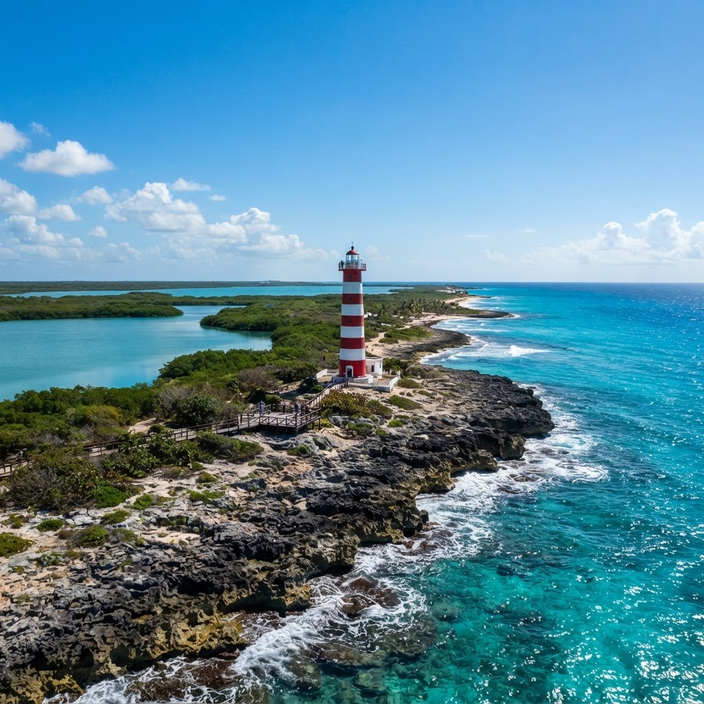 Faro y laguna de Punta Sur