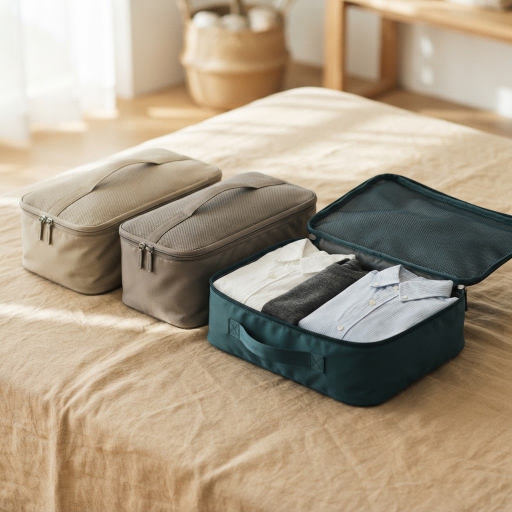 Carry-On Packing Cube Set in Sand & Deep Teal