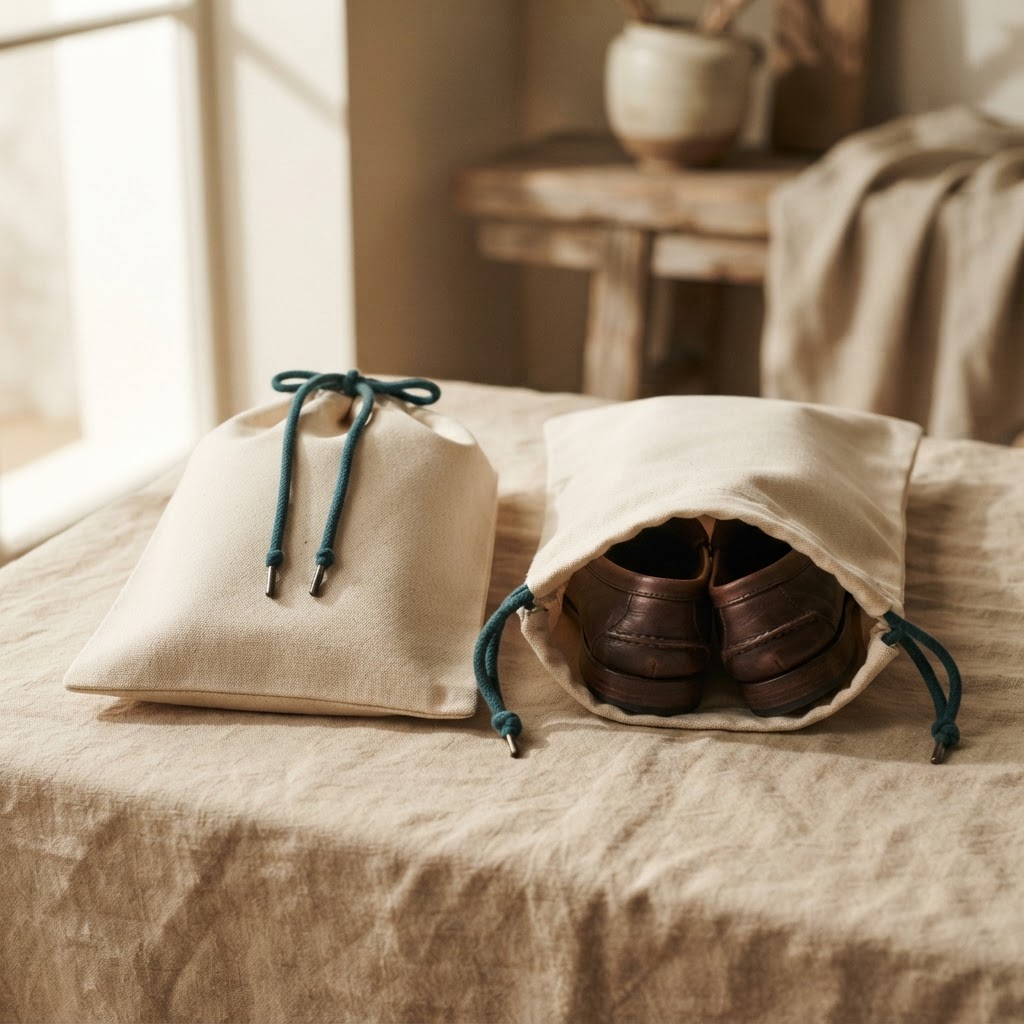 Shoe Bag Duo in Sand Canvas