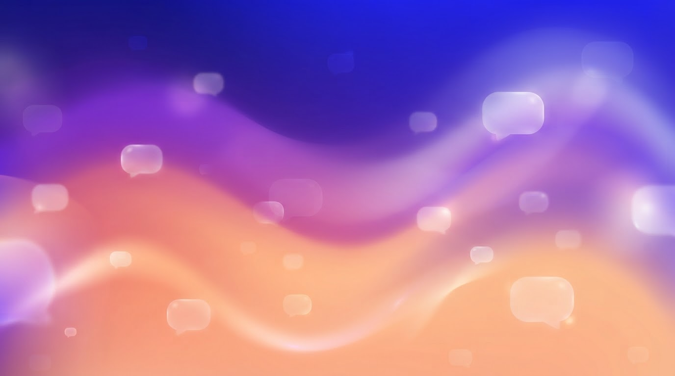 Aurora gradient with floating chat bubble shapes