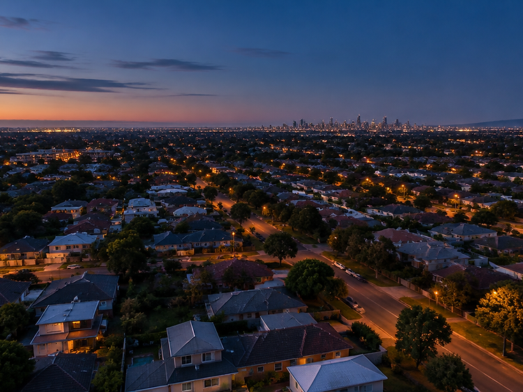 Evening view across Melbourne's western suburbs