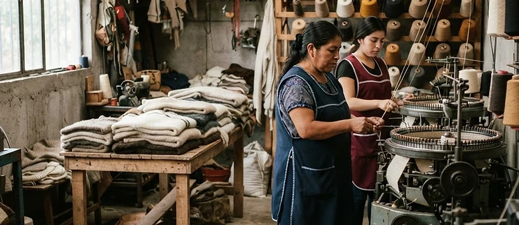 Taller familiar de tejido de punto en Cuautepec de Hinojosa