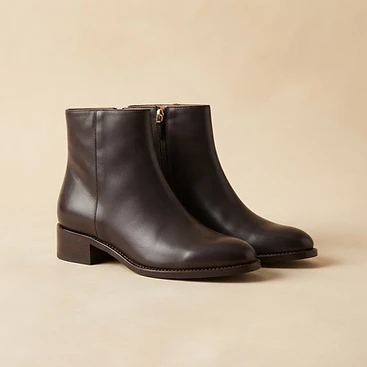 Botines de piel para dama, tacón bajo