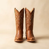Botas vaqueras de piel con bordado artesanal