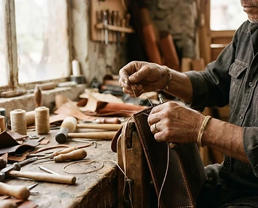 Artesano trabajando el cuero