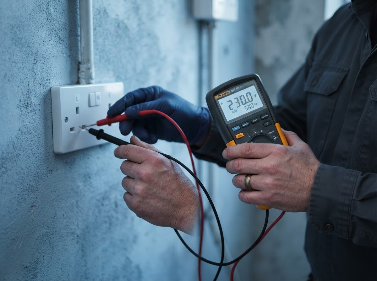 Electrician testing a socket