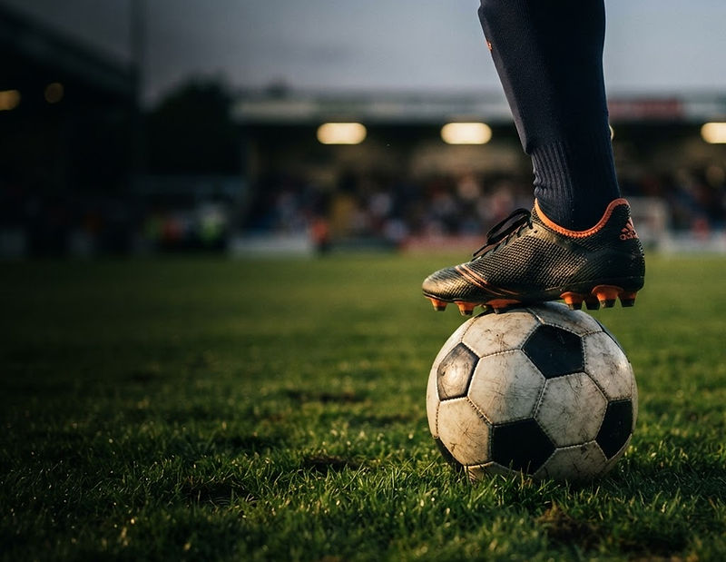 Fotbollsspelare med foten på bollen – Lundquist sponsrar föreningslivet i Umeå – Lundquist
