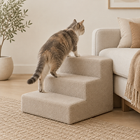 Wide carpeted pet steps for cats