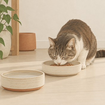 Shallow whisker-friendly dishes
