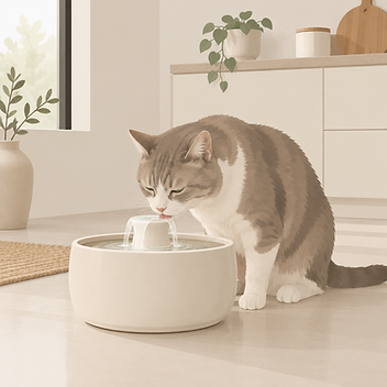 Ceramic water fountain for cats