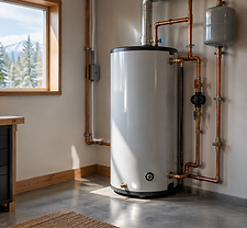 A newly fitted water heater with tidy copper connections