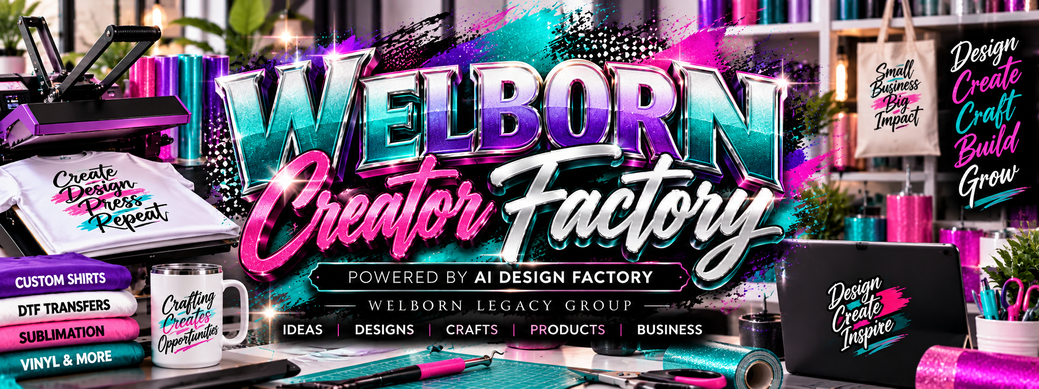 Welborn Creator Factory — powered by AI Design Factory hero banner