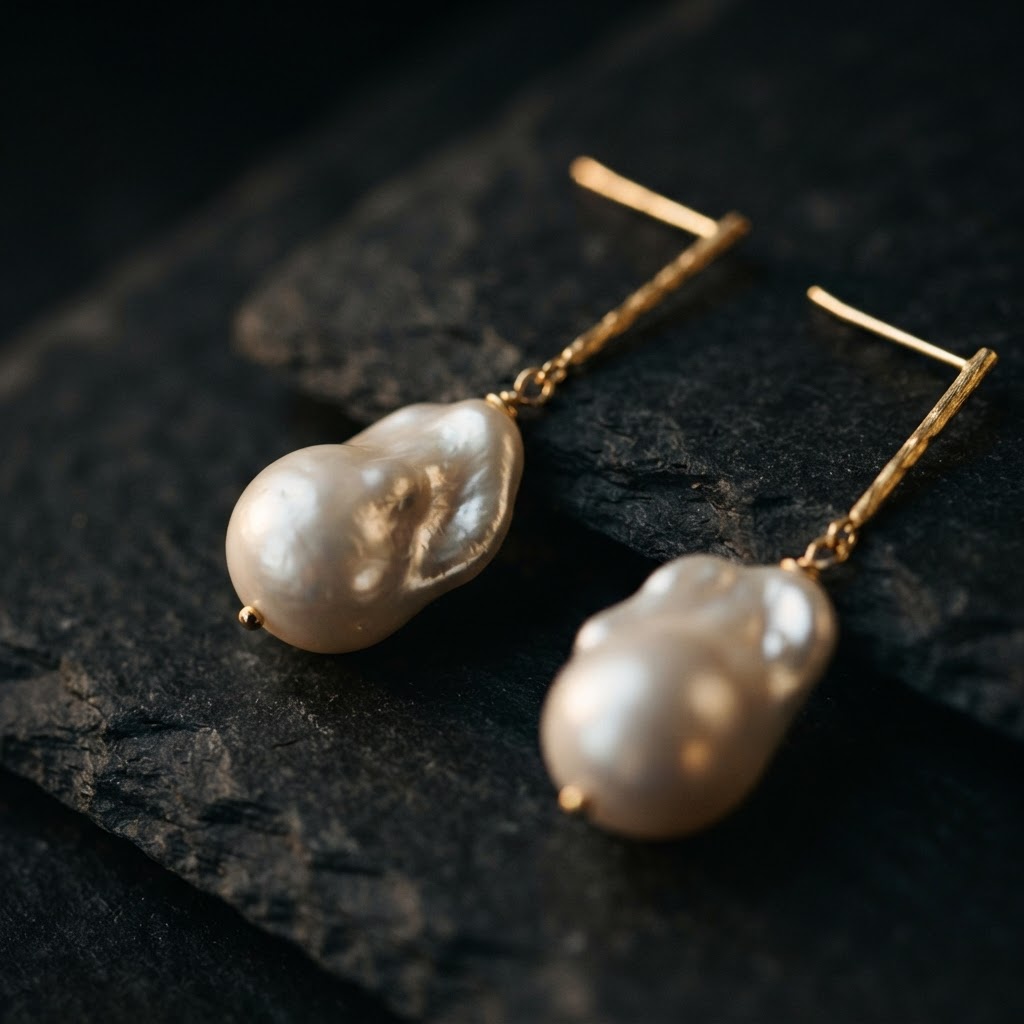 Lumen Pearl Drops in Pearl & Gold