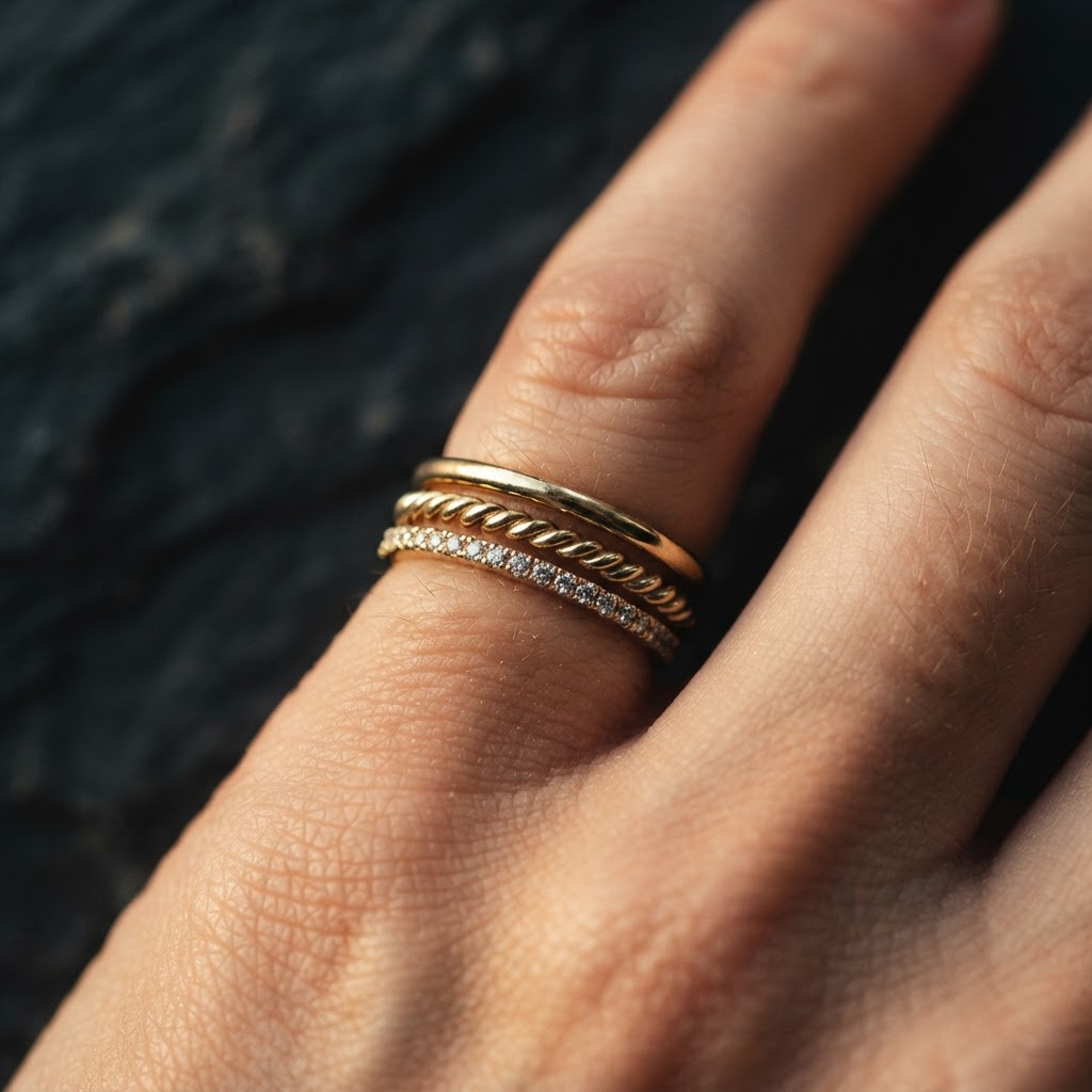 Trio Stacking Bands in Gold Vermeil