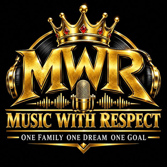 Music With Respect logo — gold crown and microphone