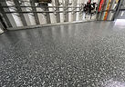 Close-up of the flake finish on a coated floor