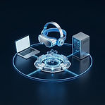 3D support hub connecting clinical workstations, diagnostics, and servers