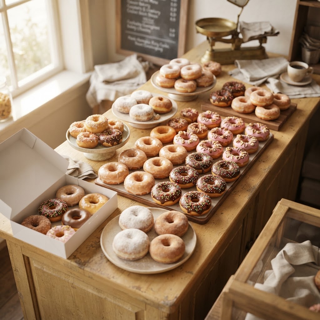 A tray of fresh VS Donuts