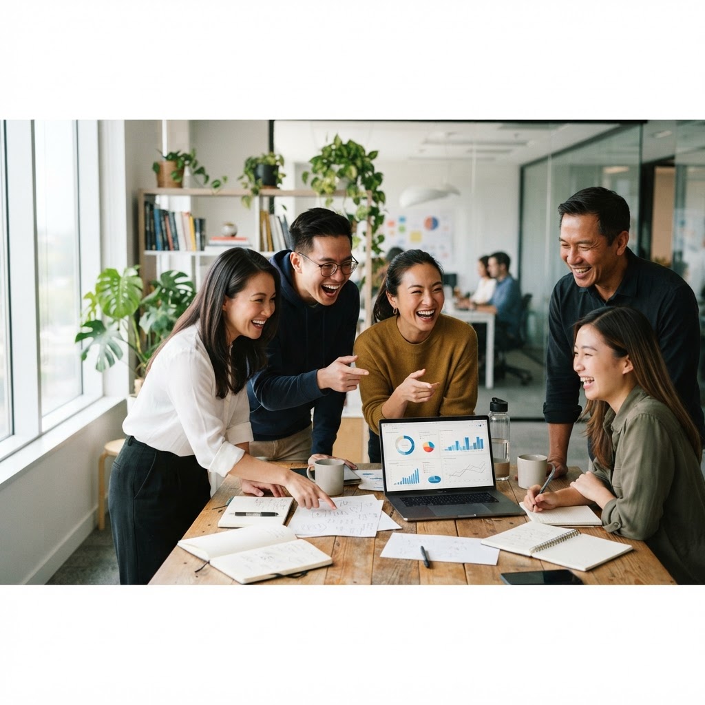 Professional support team in a modern office