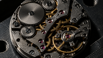 Mechanical watch movement with brass gears and ruby jewels