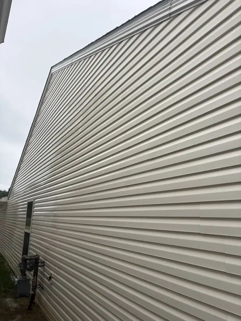 Vinyl siding after washing, clean and bright
