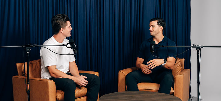 Jordan Dunin recording an episode of Transformational Conversations in the studio