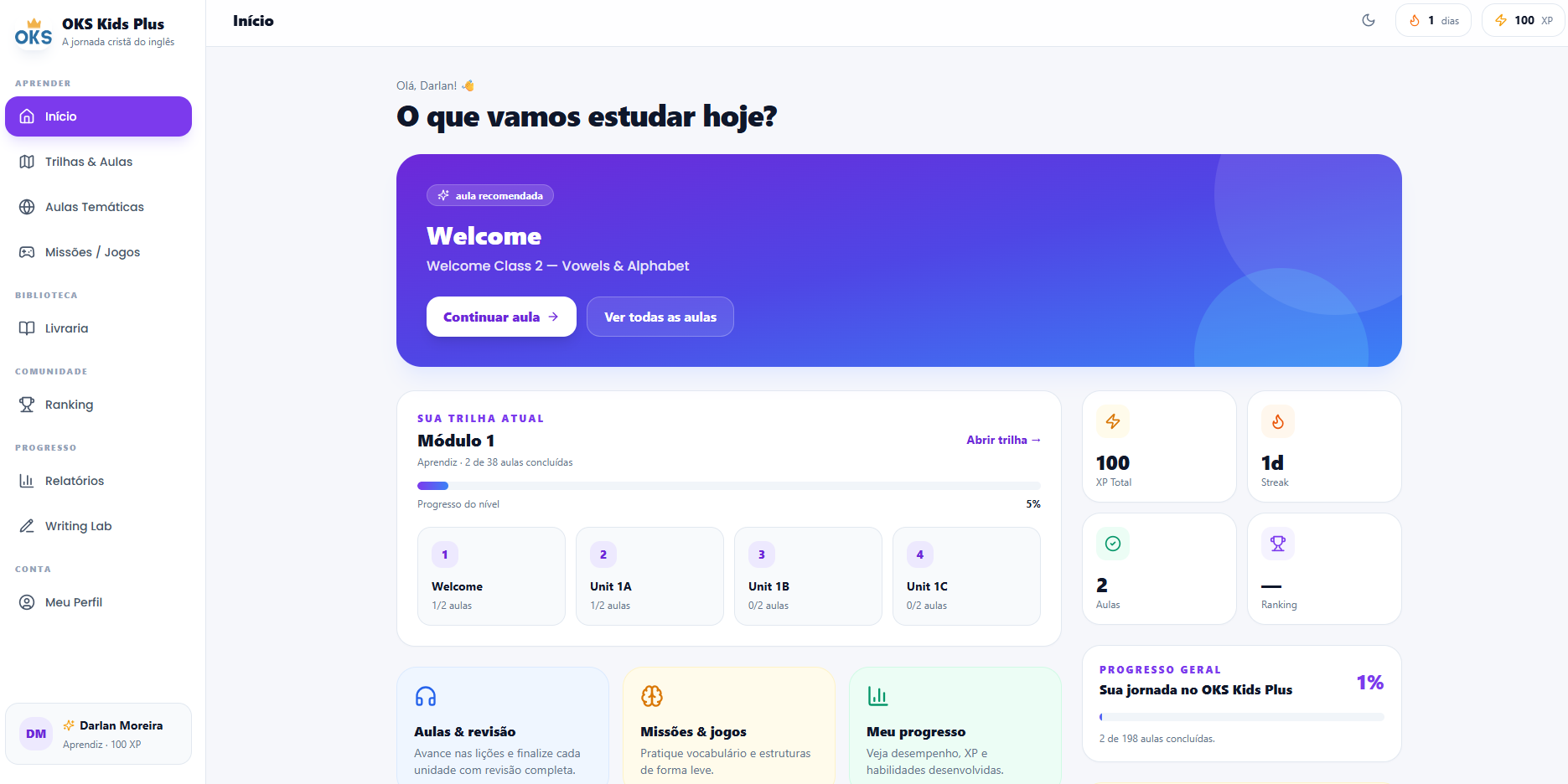 Print real da plataforma: Página inicial