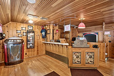 Rustic wood reception and bar