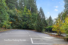 Parking and wooded frontage