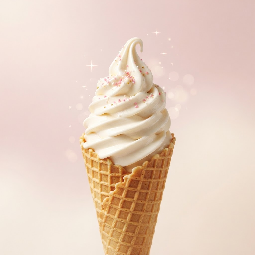 Vanilla soft-serve ice cream cone from Lee Ann's Dairy Delight