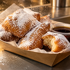 Beignets. Powdered sugar everywhere.