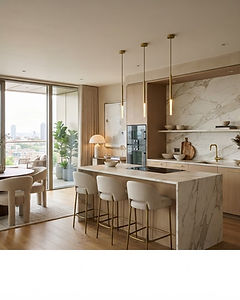 Showflat kitchen and dining island