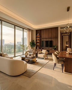 Showflat living and dining area
