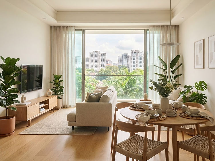 Artist's impression of a Wynwood Grand showflat living and dining room