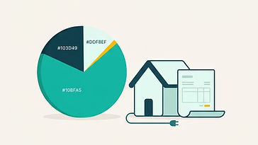 Illustration av ett cirkeldiagram, ett hus och en faktura som visar elräkningens delar