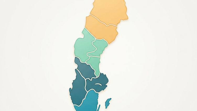 Illustration av en förenklad Sverigekarta uppdelad i fyra elområden
