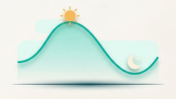 Illustration av en prisgraf över dygnet med sol och måne