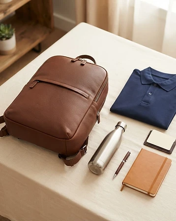 Executive Backpack, Apparel, Bottle & Business Essentials Gift Set