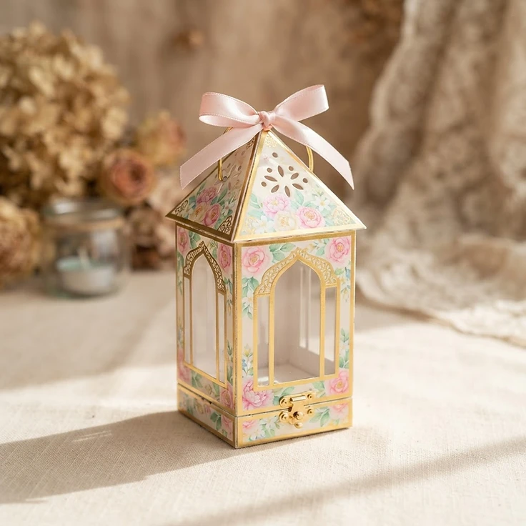 Pastel Floral Lantern-Style Premium Return Gift Box
