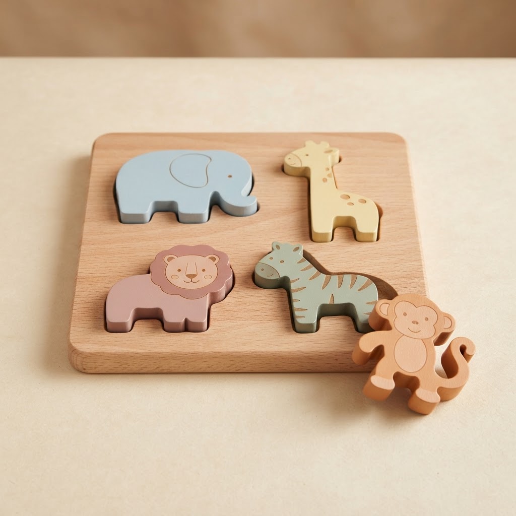 Woodland Animal Puzzle in Pastel natural