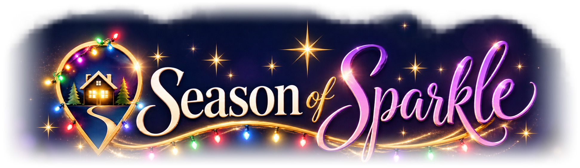 Season of Sparkle, a glowing holiday map pin with colorful lights