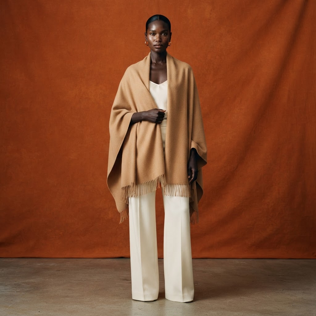 The Cashmere-Blend Travel Wrap worn