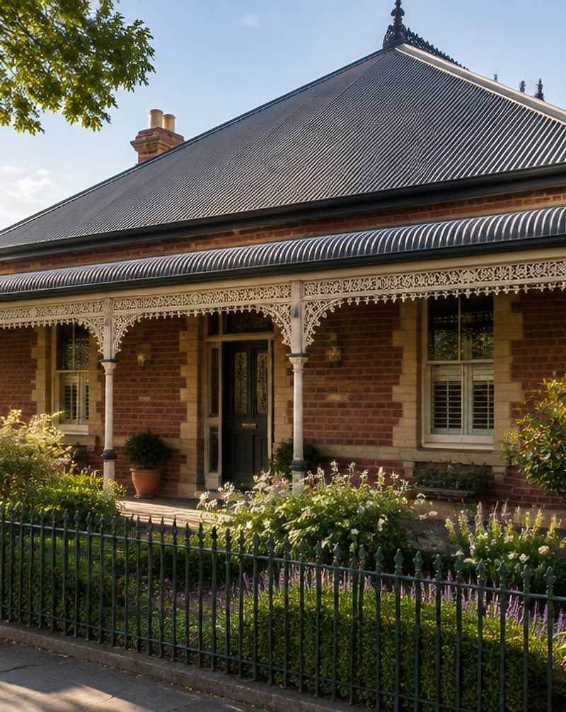 Heritage brick house with a wide timber verandah in Maitland