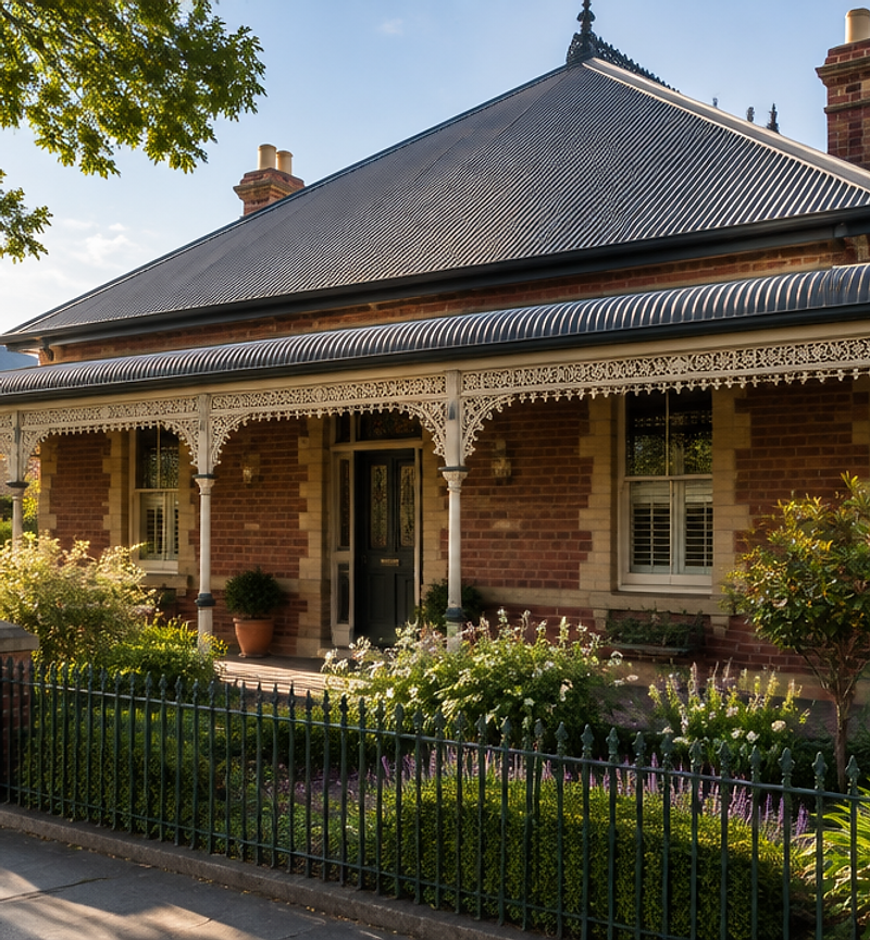 Heritage brick house with a wide timber verandah in Maitland