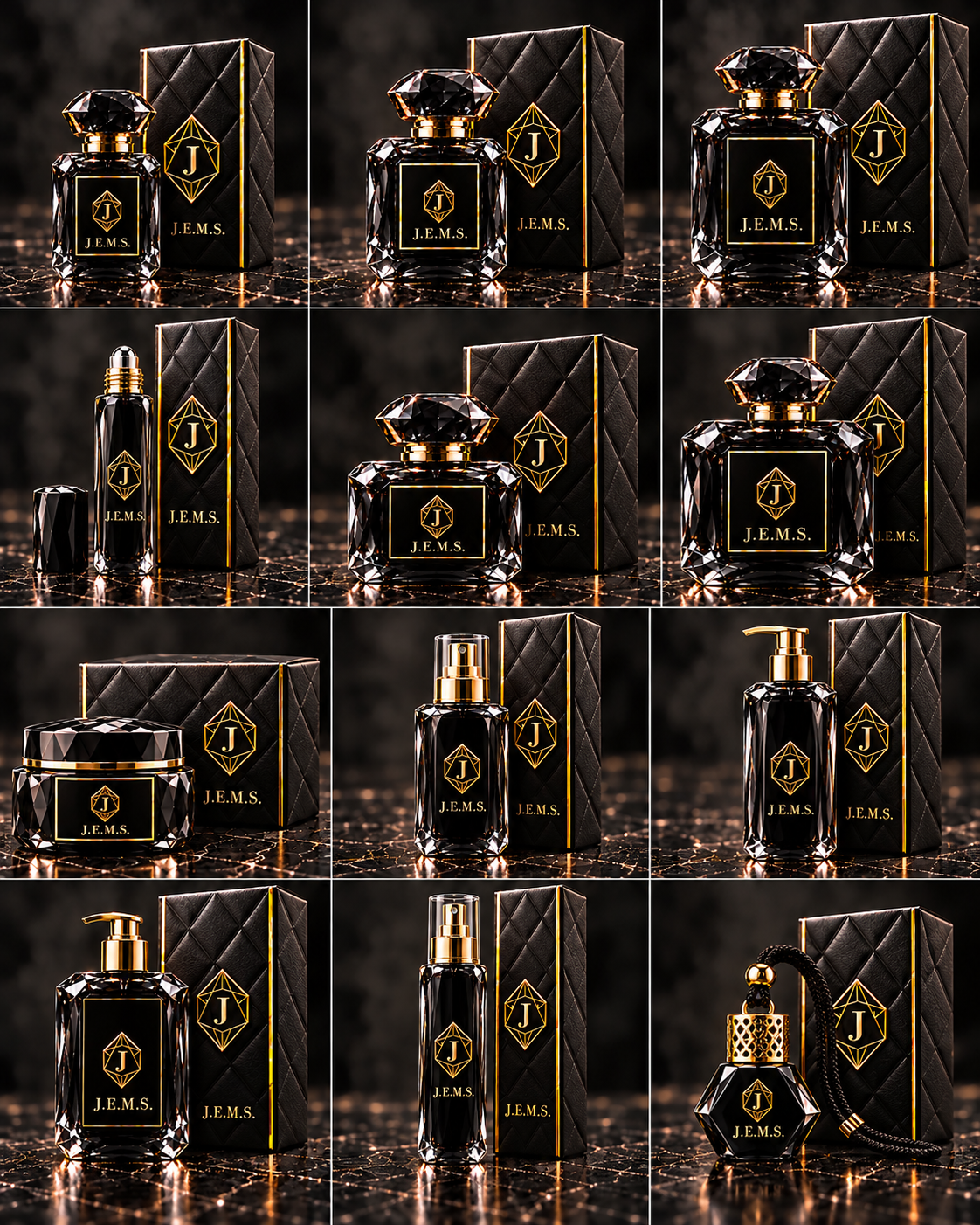 Twelve J.E.M.S. bespoke fragrance, body and home packaging concepts